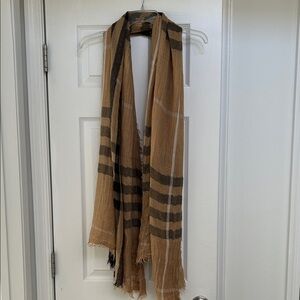 Elegant Tan and Black Striped Scarf